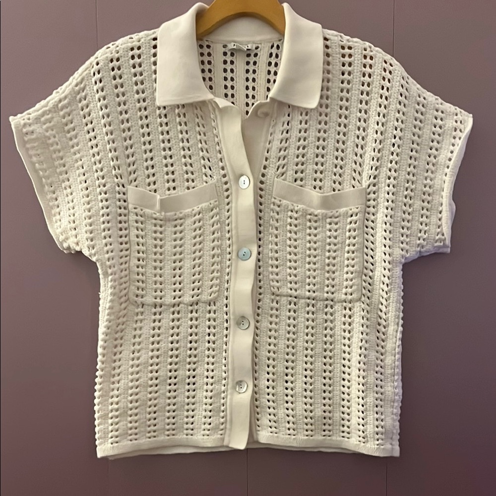 Pistola Ivory Crochet Knit Top